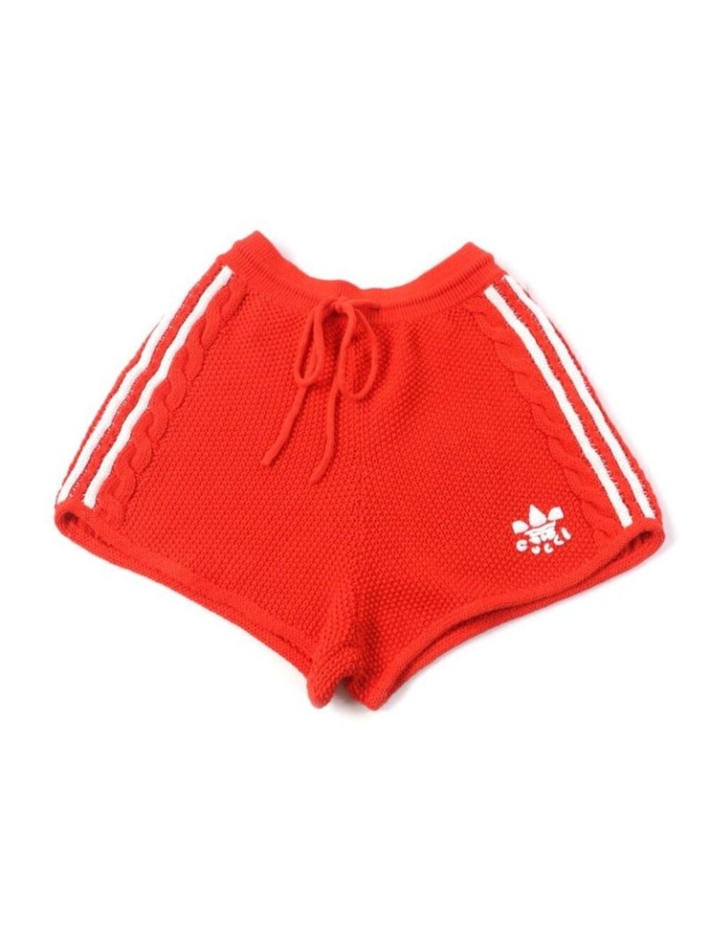 Gucci Adidas Linen Cotton Trefoil Embroidered Knit Shorts Orange - Picture 2 of 15